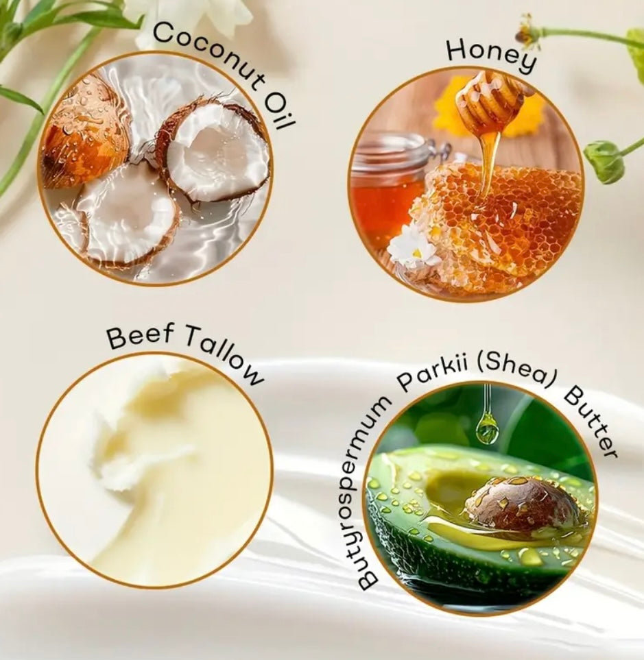 كريم الجسم الطبيعي بالعسل والدهن الحيواني – 120 جم ✨